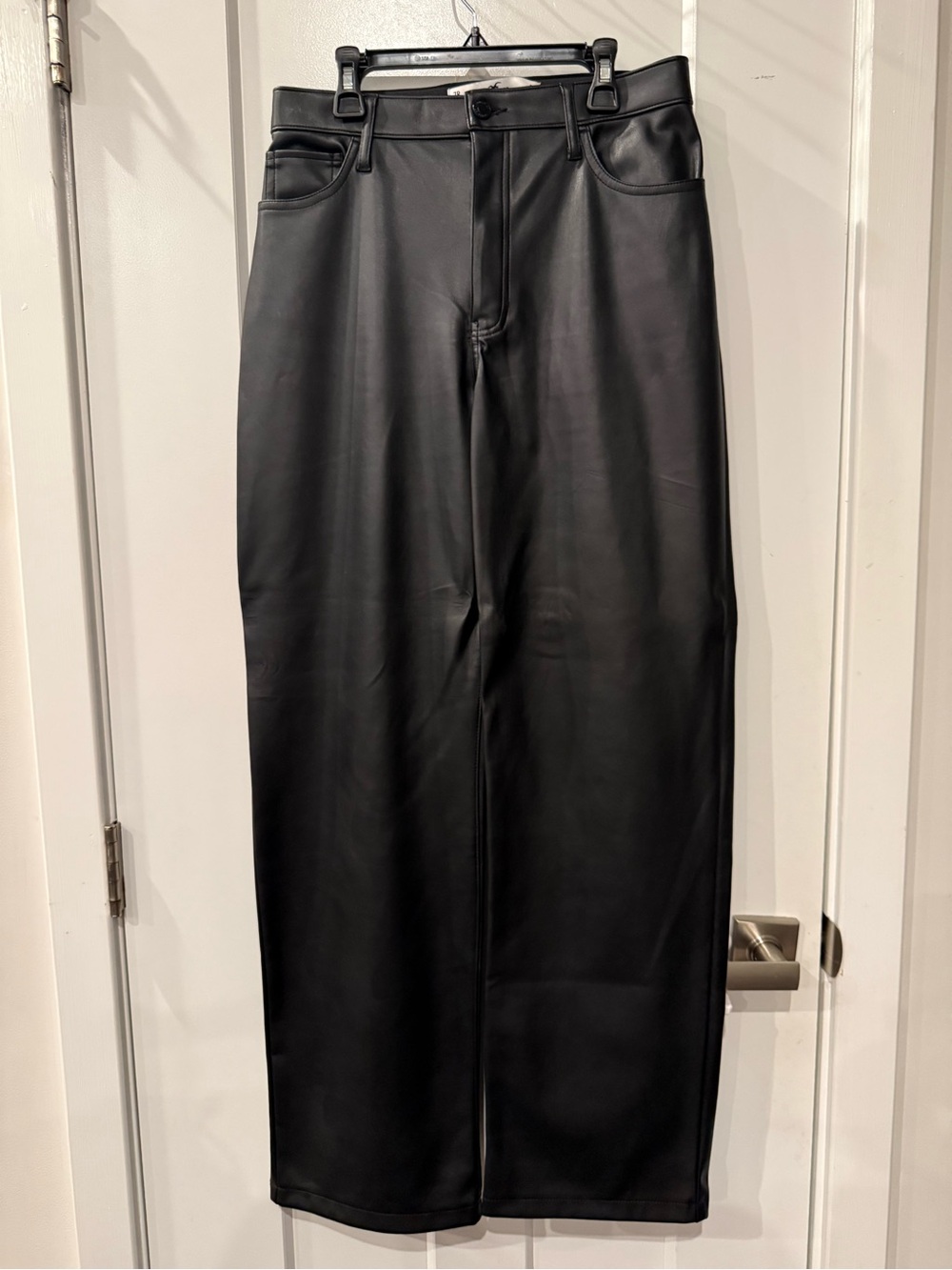 Hollister Black Faux Leather Straight-Leg Pants